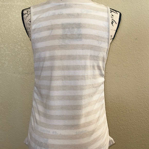 GAP Beige and White Stripes Ruched Sleeveless Muscle Tee, Small - Picture 2 of 10